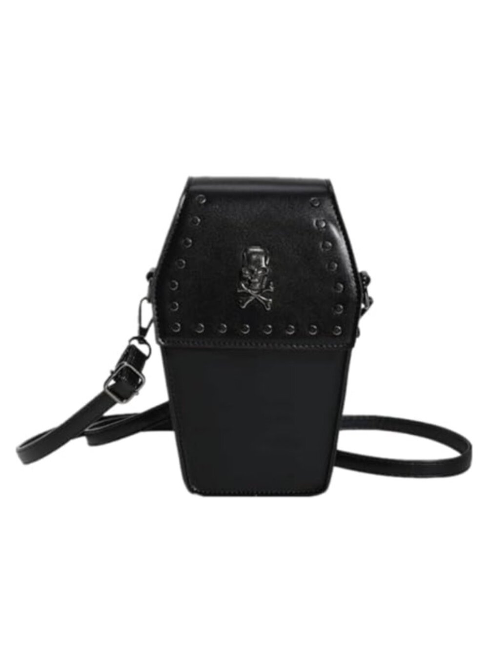 Skull Punk Coffin Shaped Crossbody Bag Faux Leather Mini Purse Gothic Y2K